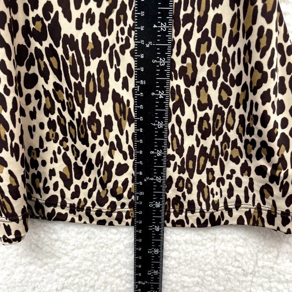 NWT NEW No Boundaries Brown Beige Cheetah Leopard Slinky Stretch Babydoll Top L - Picture 7 of 10